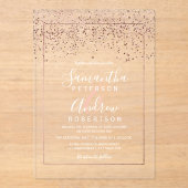 Roos gouden confetti typografie Clear Wedding Acryl Uitnodigingen (Voorkant)