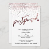 Roos gouden Confetti uitgestelde bruiloft update K Kaart (Voorkant / Achterkant)