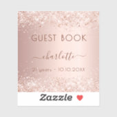 Roos gouden confetti verjaardag Gastenboek Sticker (Vel)