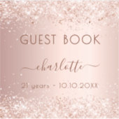 Roos gouden confetti verjaardag Gastenboek Sticker (Voorkant)