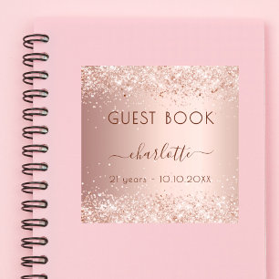 Roos gouden confetti verjaardag Gastenboek Sticker