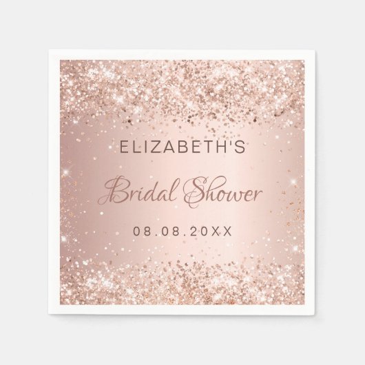 Roos gouden confetti Vrijgezellenfeest Servet (Voorkant)