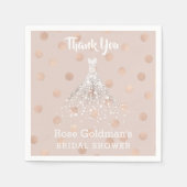 Roos Gouden Confetti Vrijgezellenfeest Trouwjurk Servetten (Voorkant)