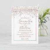 Roos gouden confetti white typografie kaart (Staand voorkant)