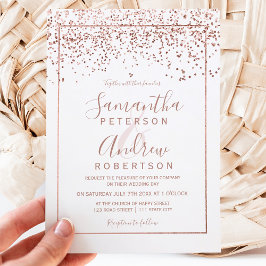 Roos gouden confetti white typografie kaart