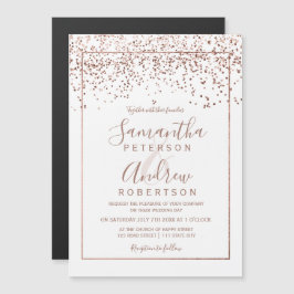 Roos gouden confetti white typografie magnetische uitnodiging