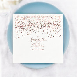 Roos gouden confetti white typografie servet