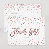 roos gouden confetti... zal je mijn bloemmeisje zi aankondigingskaart (Voorkant / Achterkant)