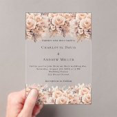 Roos gouden crème bloemen Clear bruiloft Acryl Uitnodigingen (Insitu (Draagbaar))