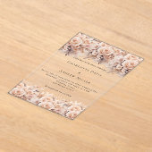 Roos gouden crème bloemen Clear bruiloft Acryl Uitnodigingen (Laagn)