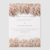 Roos gouden crème bloemen Clear bruiloft Vellum Uitnodigingen (Voorkant)
