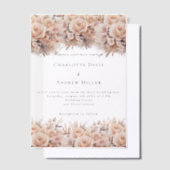 Roos gouden crème bloemen Clear bruiloft Vellum Uitnodigingen (Offset)