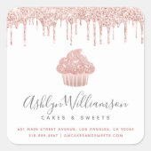 Roos gouden cupcake bakkerij gebak chef glitter dr vierkante sticker (Voorkant)