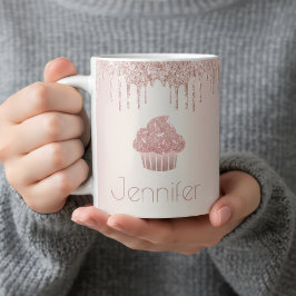 Roos gouden cupcake glitter drips modern chic glam koffiemok