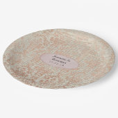  Roos Gouden Damast Shabby-Chic Bruiloft Papieren Bordje (Gekanteld)