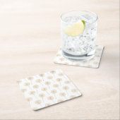 Roos gouden dandelion wenswitte achtergrond kartonnen onderzetters (Insitu)