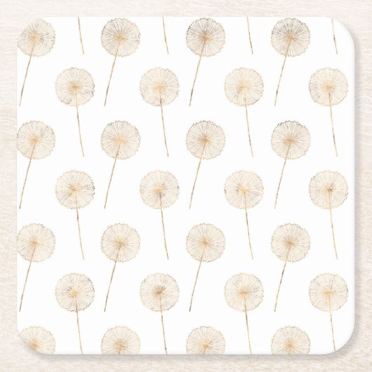 Roos gouden dandelion wenswitte achtergrond kartonnen onderzetters (Voorkant)