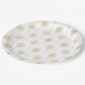 Roos gouden dandelion wenswitte achtergrond papieren bordje (Gekanteld)