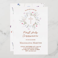 roos gouden details Eerste Communie wilde bloemen