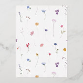 roos gouden details Eerste Communie wilde bloemen Folie Uitnodiging (Achterkant)