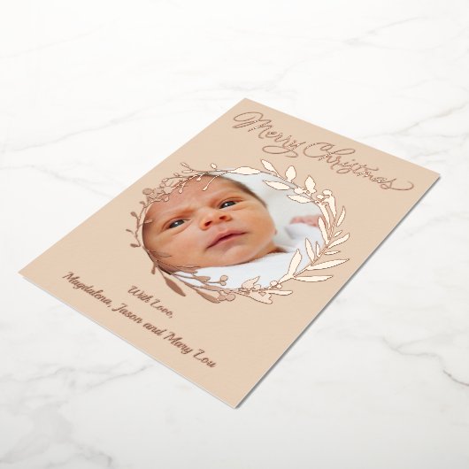 roos gouden details folie feestdagenkaart (Gedraaid)