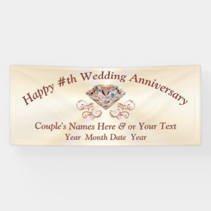 Roos Gouden Diamant Jubileum Banner, Gepersonalise Spandoek