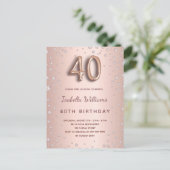 roos gouden diamanten ballonscript voor 40e verjaa briefkaart (Staand voorkant)