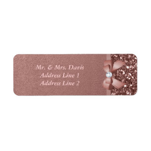 Roos gouden diamanten boog glitter etiket