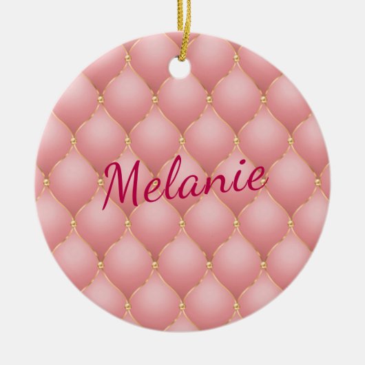 Roos Gouden Diamanten Kerst Ornament Aangepaste Na (Voorkant)