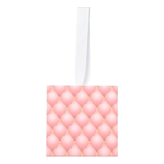 Roos Gouden Diamanten Tufted Cube Kerst Ornament (Voorkant)