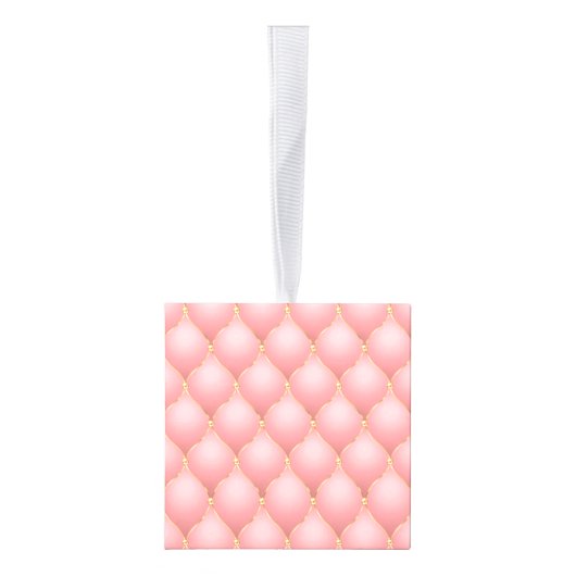 Roos Gouden Diamanten Tufted Cube Kerst Ornament (Rechts)