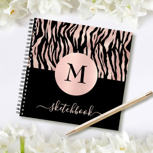 Roos Gouden Dierenprint Monogram Schetsboek Glam Notitieboek