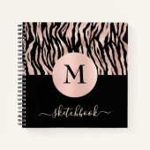 Roos Gouden Dierenprint Monogram Schetsboek Glam Notitieboek (Voorkant)