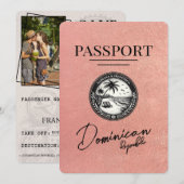 Roos gouden Dominicaanse Republiek paspoort Save The Date (Voorkant / Achterkant)