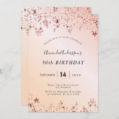 Roos gouden donkerroze sterren moderne kaart (Voorkant / Achterkant)