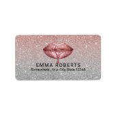 Roos Gouden Dripping Lips Zilveren Glitter Salon Etiket (Voorkant)