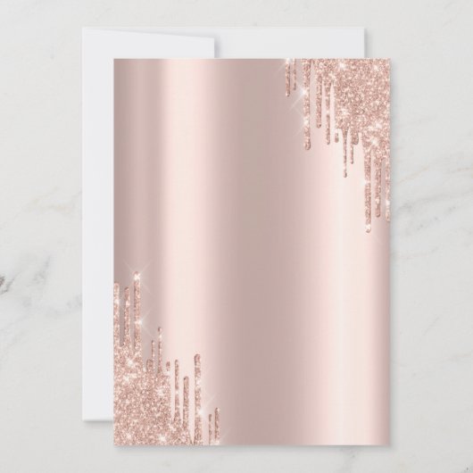 Roos Gouden Drips Bloemen Wijnglas Bachelorette Kaart (Achterkant)