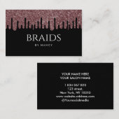 Roos gouden druppelen glitter vlechten visitekaartje (Voorkant / Achterkant)