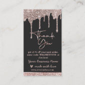 Roos gouden druppels bedankt visitekaartje (Voorkant)