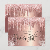 Roos gouden druppels, ben je mijn bloemmeisje? kaart (Voorkant / Achterkant)