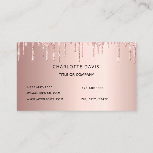 Roos gouden druppels monogram initialen visitekaartje (Achterkant)