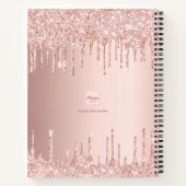 Roos gouden druppels monogram notitieboek (Achterkant)