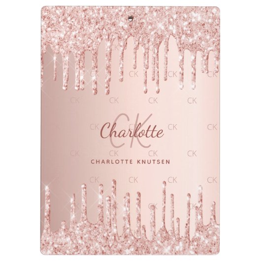 Roos gouden druppels monogram script klembord (Achterkant)