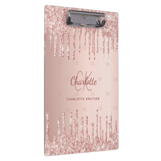 Roos gouden druppels monogram script klembord (Rechts)