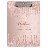 Roos gouden druppels monogram script klembord (Voorkant)