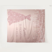 Roos gouden druppels roze jurk Quinceanera Wandkleed (Voorkant (horizontaal))