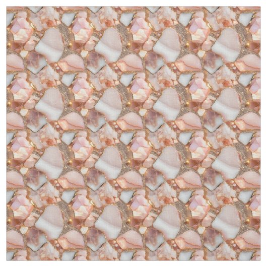 Roos gouden edelstenen stof (Swatch)
