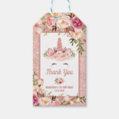  Roos Gouden Eenhoorn Verjaardagsfeestgunsten Cadeaulabel (Voorkant)