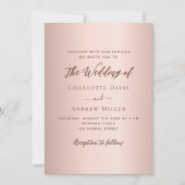 Roos gouden eenvoudige QR code RSVP luxe bruiloft Kaart (Voorkant)