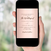 Roos gouden eenvoudige QR code RSVP luxe bruiloft Kaart